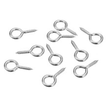 45Pcs Eye Screws, 304 Stainless Steel 20x10mm Small Self Tapping Screw Hooks Ring Mini Eye Pins for DIY Handwork Wooden Clay Pendants Cork Bottles, Si