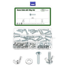 25 Set Screw Bolts with Wing Nut, 1/4"-20 Carbon Steel Hand Tighten Wing Nuts 1/4"x1" Cross Head Screw with Washer for Machinery Electronic Equipment