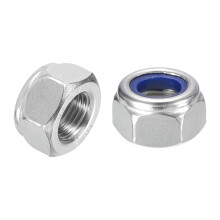 25Pcs M12x1.25mm Nylon Insert Hex Lock Nuts, 304 Stainless Steel Self-Locking Nylon Insert Stop Nut for Industrial Construction Fasteners, Silver&Blue