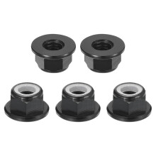 100Pcs M10 Aluminum Alloy Nylon Insert Lock Nuts, Black, Flange, Socket Head