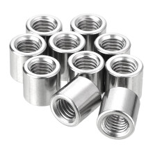 20Pcs Round Weld Nuts, M8x12x12mm Long Weld on Bung Female Nut Threaded - 304 Stainless Steel Round Connector Nuts Sleeve Rod Bar Stud, Silver