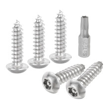 M5 x 20mm Button Head Torx Security Sheet Metal Screws, 10pcs 304 Stainless Steel Tamper Resistant Self Tapping Screws, Anti-Theft Wood Screws with T2