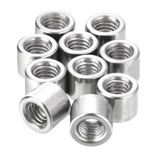 20Pcs Round Weld Nuts, M6x10x8mm Long Weld on Bung Female Nut Threaded - 304 Stainless Steel Round Connector Nuts Sleeve Rod Bar Stud, Silver