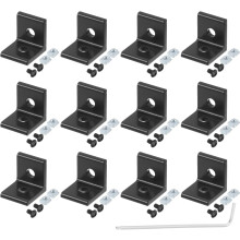2020A Aluminum Extrusion Profile Corner Bracket, 2 Holes L-Shape Bracket, Right Angle Joint Connectors, Black, 1 Set
