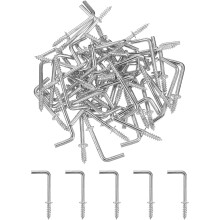 80 Pcs L Shape Hooks, 7/8 Inch Right Angle Hooks Carbon Steel Small Screw in Hooks 7 Shape Right Angle Hook for Hanging, Silver