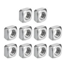 M10-1.5x8 Square Nuts, 304 Stainless Steel Coarse Thread Square Nuts Fasteners for Home Repairs and Professional Engineering, Silver, 10pcs