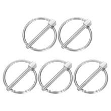 5Pcs 3/16" x 1-1/2" Linch Pin with Ring, Stainless Steel Round Linch Pins for Boat Kayak Canoe, Trailer Trolley Trucks Mower, Silver