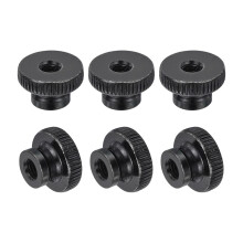Knurled Thumb Nuts, 6Pcs M6 x 20 x 12mm Carbon Steel Knurled Nut, Adjusting Round Knobs Fasteners Nuts for 3D Printer Parts, Black