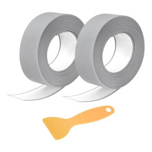 2 Rolls Caulk Strip, 0.9" x 10.5Ft PVC Waterproof Self-Adhesive Sealing Tape for Kitchen Bathroom Toilet Sink Floor Corner Edge With Sealing Tool, Gra