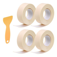4 Rolls Caulk Tape, 0.9" x 10.5Ft PVC Waterproof Self-Adhesive Sealing Strip for Kitchen Bathroom Toilet Sink Floor Corner Edge With Sealing Tool, Bei
