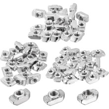 M4/M5/M6 60Pcs T Nuts Sliding T Slot Nut Fastener Carbon Steel Nickel Plated for 3030 Series Slot Aluminum Profile