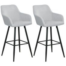 Set of 2 Bar Chairs CASMALIA Velvet Light Grey