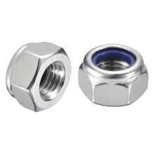 10Pcs M12 x 1.5 Nylon Insert Hex Lock Nuts, 304 Stainless Steel Self-Locking Nylon Insert Stop Nut for Industrial Construction Fasteners, Silver&Blue
