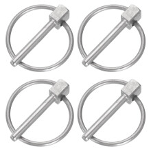 4Pcs 1/8" x 1-3/16" Linch Pin with Ring, Stainless Steel Round Linch Pins for Boat Kayak Canoe, Trailer Trolley Trucks Mower, Silver