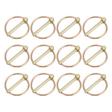 12Pcs 3/16" x 1-1/2" Linch Pin with Ring, Carbon Steel Zinc Plated Linch Pins for Boat Kayak Canoe, Trailer Trolley Trucks Mower, Color Zinc