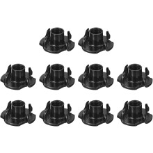 1/4"-20 T-Nuts, Zinc-Plated Carbon Steel 4-Pronged Tee Nuts Threaded Inserts for Climbing Holds and Wood Workings, Black 20Pcs