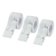 3Pcs 1.5in X 10.5Ft Marble Grey Caulk Strip PVC Waterproof Self Adhesive, Kitchen Caulk Sealant Tape, Decorative Sealing Trim for Toilet Base, Floor,
