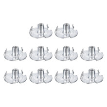 #8-32 T-Nuts, Zinc-Plated Carbon Steel 3-Pronged Tee Nuts Threaded Inserts for Climbing Holds and Wood Working, White 50Pcs