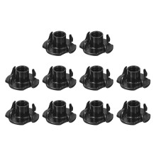 1/4"-20 T-Nuts, Zinc-Plated Carbon Steel 4-Pronged Tee Nuts Threaded Inserts for Climbing Holds and Wood Workings, Black 50Pcs