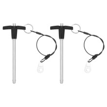 2 Pcs T Handle Quick Release Pin, 6x80mm/1/4" x 3.15"(Dia. x L) 304 Stainless Steel Push-Button Quick Release Pin with Lanyard Cable for Audio Bimini