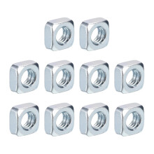 1/4"-20x6 Square Nuts, Carbon Steel Zinc Plated Coarse Thread Square Nuts Fasteners for Professional Engineering and Home Repairs, Silver 10pcs