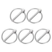 5Pcs 1/4" x 1-3/4" Linch Pin with Ring, Stainless Steel Round Linch Pins for Boat Kayak Canoe, Trailer Trolley Trucks Mowers, Silver