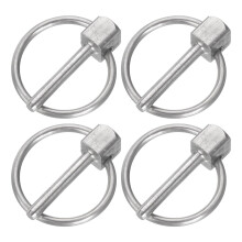 4Pcs 1/8" x 3/4" Linch Pin with Ring, Stainless Steel Round Linch Pins for Boat Kayak Canoe, Trailer Trolley Trucks Mowers, Silver