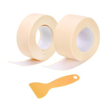 2 Rolls Caulk Tape, 1.5" x 10.5Ft & 0.9" x 10.5Ft PVC Waterproof Self-Adhesive Sealing Tape for Kitchen Bathroom Toilet Sink Floor Corner Edge with Se