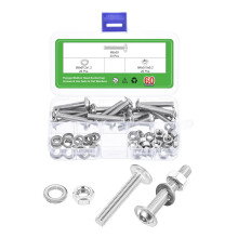 20Sets M6-1x35mm Flanged Button Head Socket Cap Screws & Hex Nuts & Flat Washers, 304 Stainless Steel Socket Drive Fasteners Bolts, Fully Thread Machi