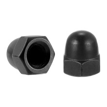 M8x1.25 Acorn Cap Nuts, 50Pcs Carbon Steel Dome Cap Head Acorn Nut Hardware Nuts for Bolt Cover Zinc Plating, Black