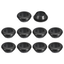 50 Pcs Rubber Grommets, 14mm ID 17mm Drill Hole Double Sided Hollow Firewall Hole Plugs Round Electrical Wiring Gasket, Black