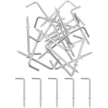 50 Pcs L Shape Hooks, 1-1/2 Inch Right Angle Hooks Carbon Steel Small Screw in Hooks 7 Shape Right Angle Hook for Hanging, Silver