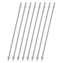 8pcs 8/32 Inch M4 Threaded Rods with 40pcs Hex Nuts and Washers 13 Inch 201 Stainless Steel Full Threads Right-Hand Thread for Hangers, U-Bolts, Beade