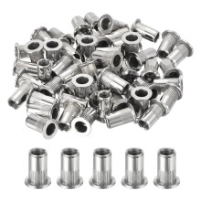 200Pcs Rivet Nuts Flat Head, M5 Stainless Steel 304 Threaded Insert Nuts Knurled Body