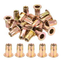 60Pcs Half Hex Body Flange Rivet Nut, M4 Carbon Steel Zinc Plated Threaded Insert Nuts Knurled Body