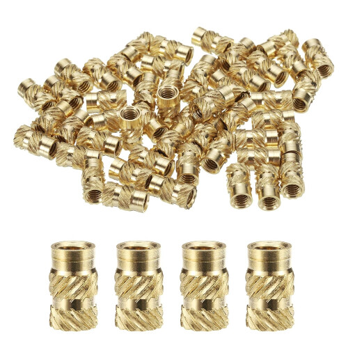 30pcs M4 Threaded Inserts Brass Heat Set Insert M4x10mm, OD 6mm Knurled Insert Nuts, 3D Printing Brass Nuts Female Threaded Inserts Nuts