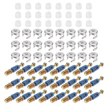 24 Sets Cam Locks for Furniture, 32mm Cam Lock Nut and Screw, 3 in 1 Furniture Connecting Fasteners with Dowel Eccentric Wheels Pre-Inserted Nuts for