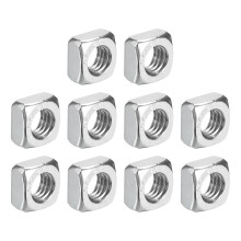 M5-0.8x4 Square Nuts, 304 Stainless Steel Coarse Thread Square Nuts Fasteners for Home Repairs and Professional Engineering, Silver, 10pcs