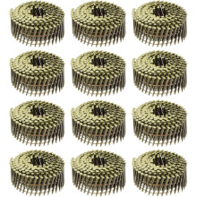 3600 Count Siding Nails 1-3/4" x 0.083" 15-Degree Ring Shank Full Round Head Collated Wire Coil for Lath and Sheathing Materials