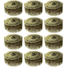 3600 Count Siding Nails 2-1/4" x 0.091" 15-Degree Ring Shank Full Round Head Collated Wire Coil for Lath and Sheathing Materials