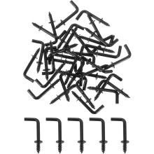 150 Pcs L Shape Hooks, 1/2 Inch Right Angle Hooks Carbon Steel Small Screw in Hooks 7 Shape Right Angle Hook for Hanging, Black