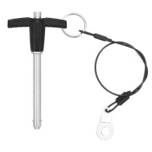 1 Pcs T Handle Quick Release Pin, 1/4" x 2"(Dia. x L) 304 Stainless Steel Push-Button Quick Release Pin with Lanyard Cable for Audio Bimini Top Marine