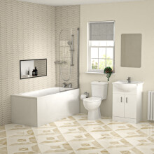 Bathroom Suite 1600mm Square Bathtub With Screen, Vanity and Toilet With Shower and Taps