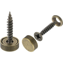 4Pcs Brass Decorative Screws with Caps, 12 mm Mirror Screws Cover Self-Tapping Screws for Furniture Fixing, Bronze Color