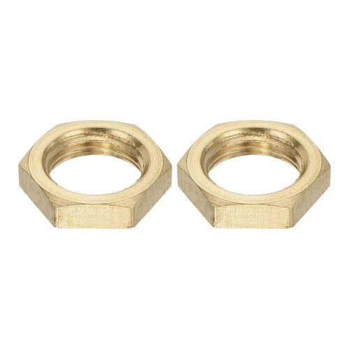 G1/8 Pipe Fitting Hex Lock Nut Locknut Female Threaded Fastening Thin Nut for Plumbing Fixed, Brass 2Pcs