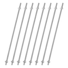 8pcs 8/32 Inch M4 Threaded Rods with 16pcs Hex Nuts and Washers 8 Inch 201 Stainless Steel Full Threads Right-Hand Thread for Hangers, U-Bolts, Beaded
