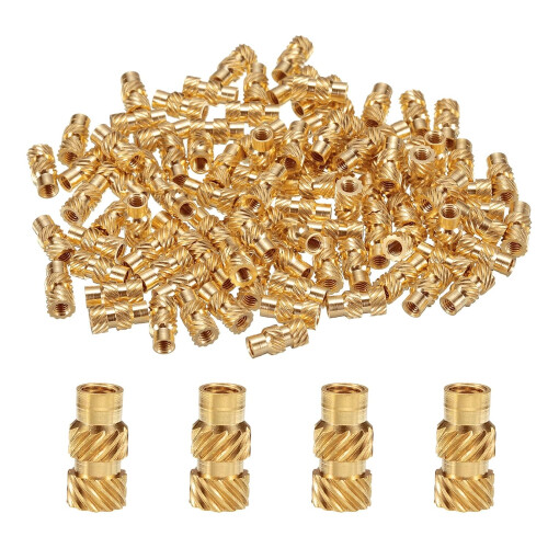 50pcs M3 Threaded Inserts Brass Heat Set Insert M3x10mm, OD 5mm Knurled Insert Nuts, 3D Printing Brass Nuts Female Threaded Inserts Nuts