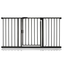 (Negro mate, 147cm - 154cm) Bettacare Puerta Para Mascotas con Cierre Automático