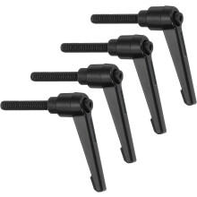 4Pcs M6 x 32mm Adjustable Knobs Handle Male Thread Push Button Ratchet Quick Release Locking Rotating Bolt for Lathe Machinery, Black