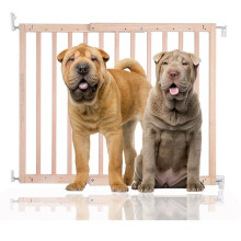 (Natural Madera, 63.5cm - 105.5cm) Bettacare Puerta de Madera Maciza para Perros con Fijación por Tornillos